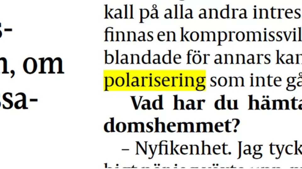 A highlighted word in a newspaper extract.