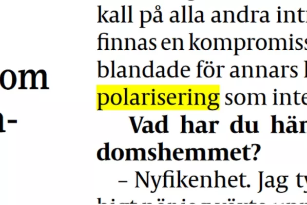 A highlighted word in a newspaper extract.